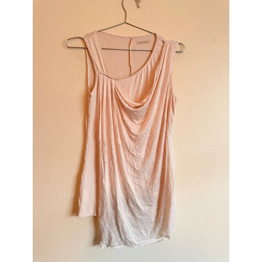 Intimissimi Sleeveless Top Womens Small Pink Draped Cowl Neck Asymmetric Tunic
